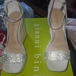 Sparkly Rhinestone Gianni Bini Wedge Sandals; worn once!!